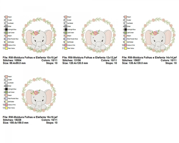 Baby Elephant Machine Embroidery Designs-4 Sizes-instant download