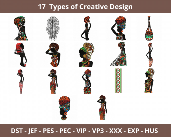 African Beauty Machine Embroidery Designs