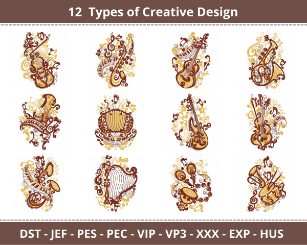 Creative Machine Embroidery Designs-1 Size-12 Types-instant download