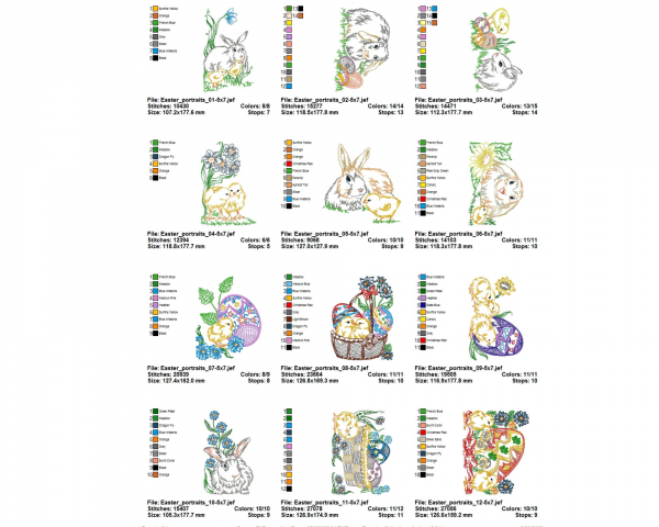 Rabbits Machine Embroidery Designs-1 Size-12 Types-instant download