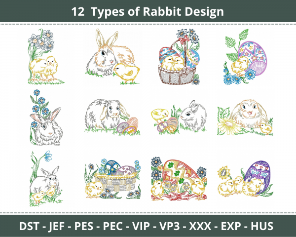 Rabbits Machine Embroidery Designs