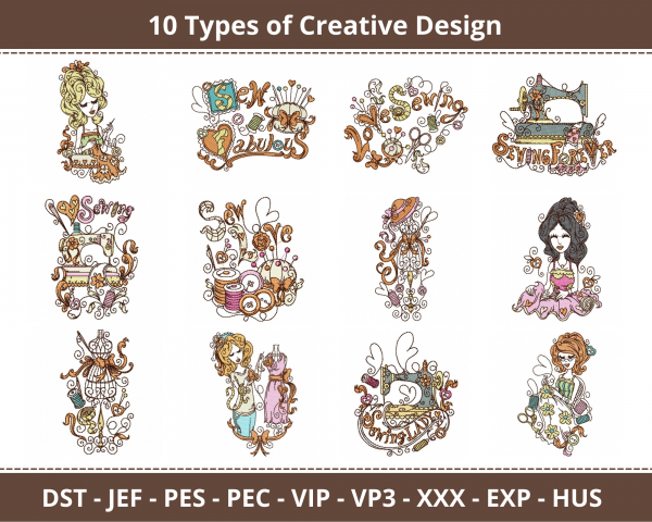 Love Sewing Machine Embroidery Designs-1 Size-10 Types-instant download