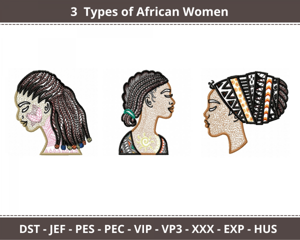 African Woman Machine Embroidery Designs