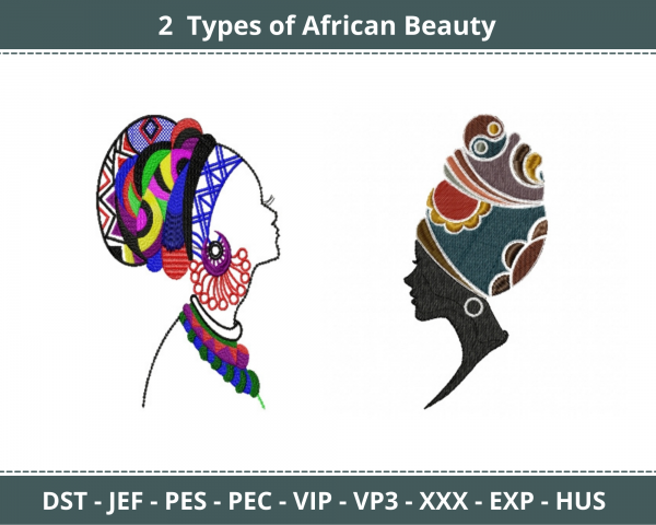 African Beauty Machine Embroidery Designs-1 Size-2 Types-instant download
