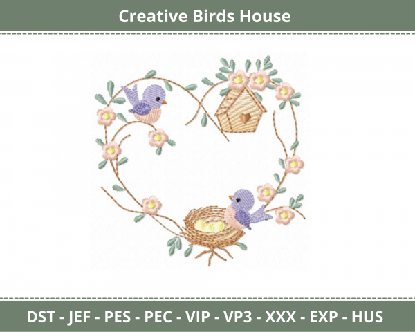 Creative Birds House Machine Embroidery Designs