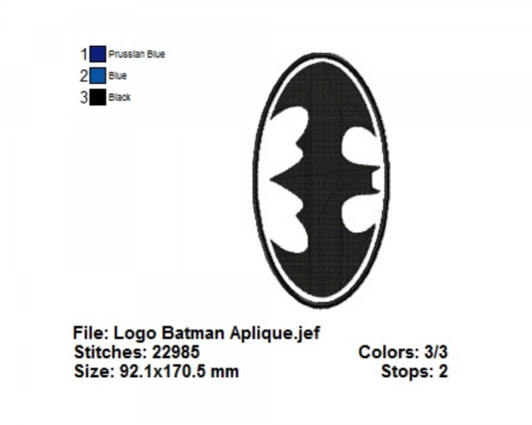 Batman Logo Machine Embroidery Designs-1 Size-instant download