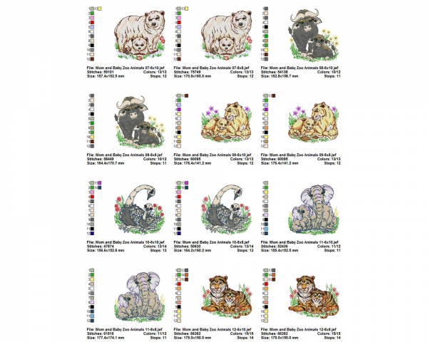 Zoo Animal Machine Embroidery Designs-2 Sizes-instant download