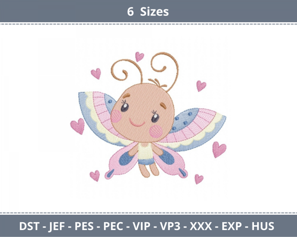 Cartoon Butterfly Machine Embroidery Designs-6 Sizes-instant download