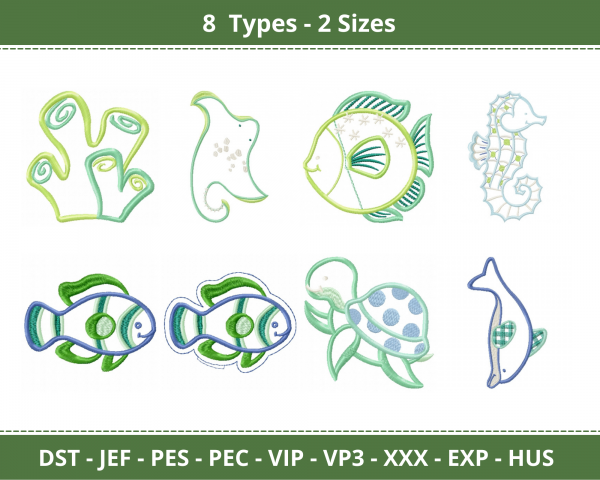 Sea Animal Machine Embroidery Designs