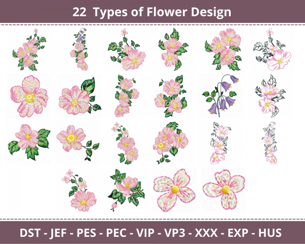 Flowers Machine Embroidery Designs-1 Size-22 Types-instant download