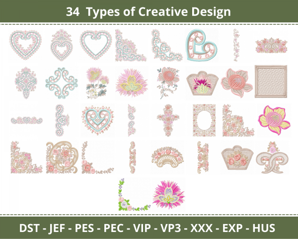 Creative Machine Embroidery Designs-1 Size-34 Types-instant download