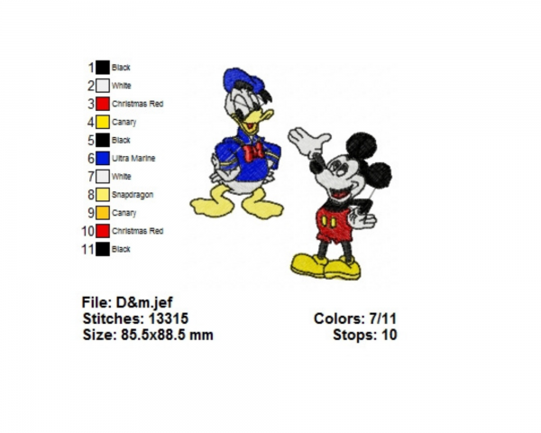 Mickey Cartoon Machine Embroidery Designs-1 Size-instant download