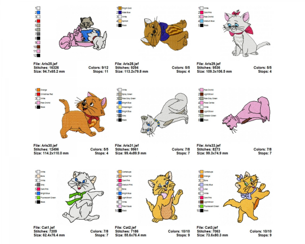 Cat Machine Embroidery Designs-1 Size-25 Types-instant download