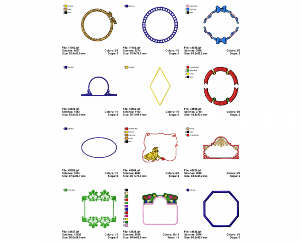 Frame Machine Embroidery Designs-1 Size-20 Types-instant download
