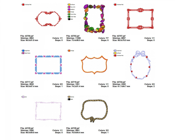 Frame Machine Embroidery Designs-1 Size-20 Types-instant download