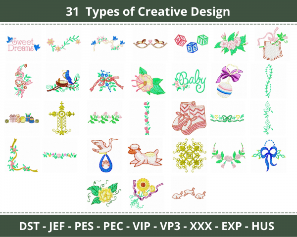 Creative Machine Embroidery Designs-1 Size-31 Types-instant download