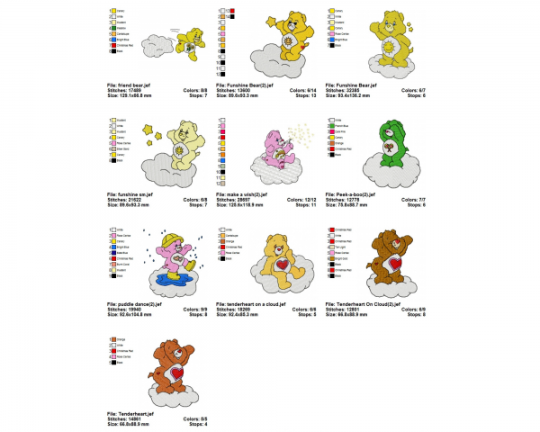 Teddy On Cloud Machine Embroidery Designs-1 Size-22 Types-instant download