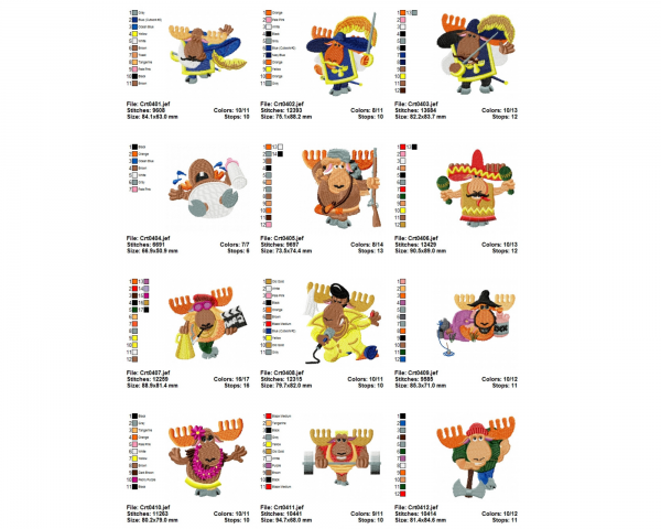 Cartoon Machine Embroidery Designs-1 Size-20 Types-instant download