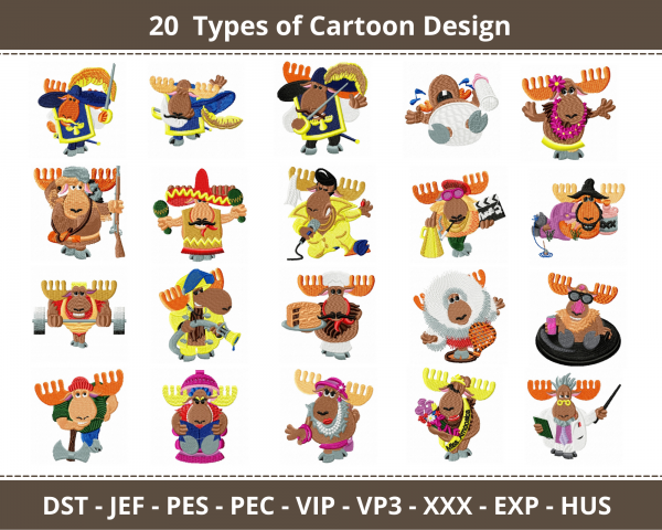 Cartoon Machine Embroidery Designs-1 Size-20 Types-instant download