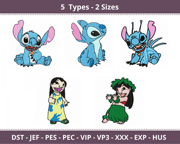 Cartoon Machine Embroidery Designs-2 Sizes-5 Types-instant download