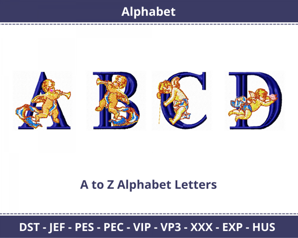 Alphabet Machine Embroidery Designs-1 Size- A to Z Alphabet Letters-instant download