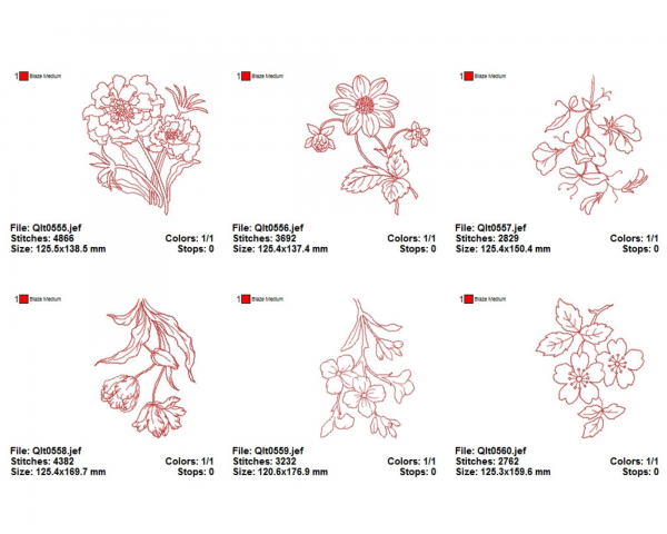Flowers Machine Embroidery Designs-2 Sizes-30 Types-instant download