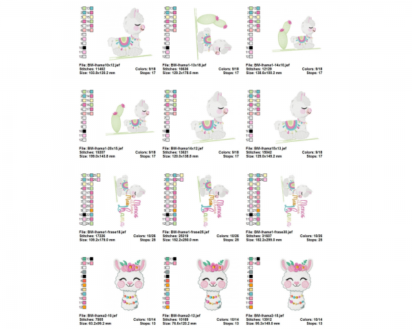 Cute Cartoon Machine Embroidery Designs-3 Sizes-12 Types-instant download