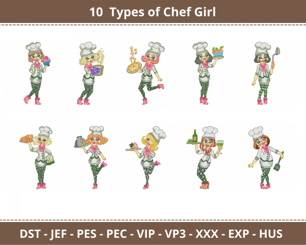 Chef Girl Machine Embroidery Designs