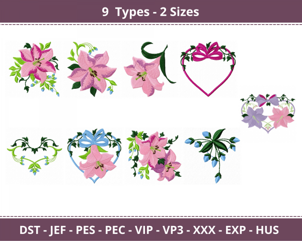 Creative Flower Machine Embroidery Designs-2 Sizes-9 Types-instant download