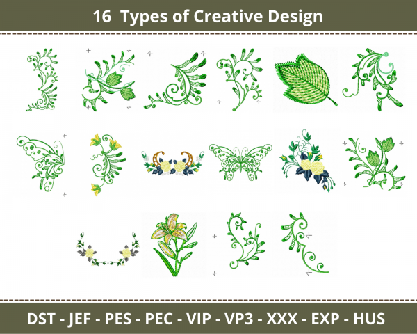 Creative Machine Embroidery Designs-1 Size-16 Types-instant download