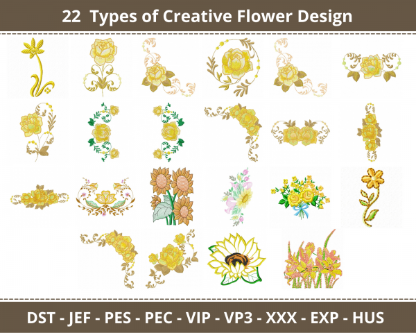 Creative Flower Machine Embroidery Designs-1 Size-22 Types-instant download