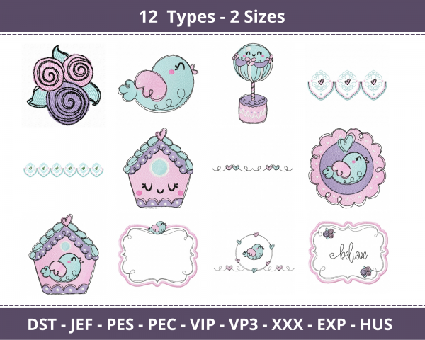 Creative Machine Embroidery Designs-2 Sizes-12 Types-instant download