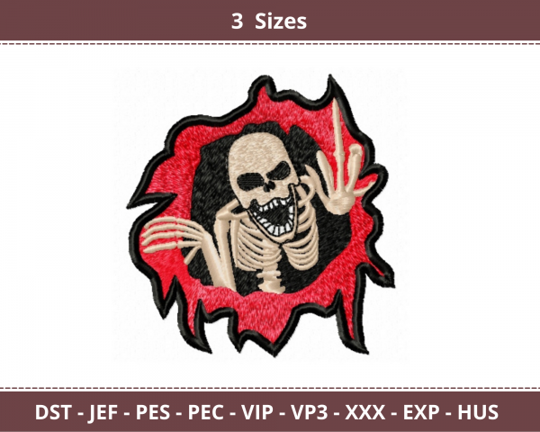 Skull From Hell Machine Embroidery Designs-3 Sizes-instant download