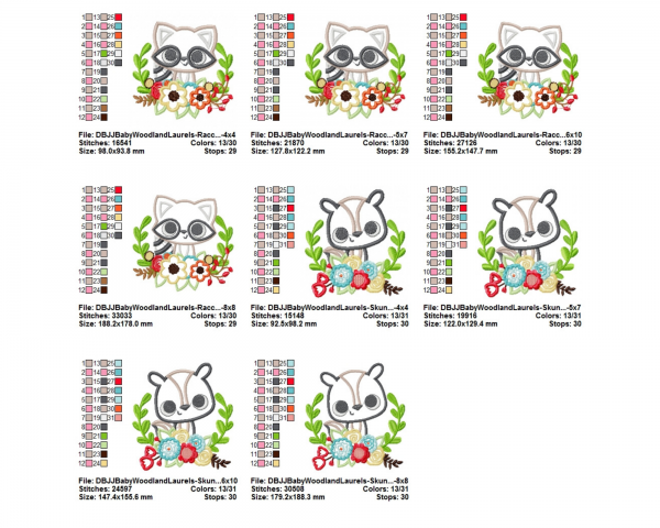 Baby Animal Machine Embroidery Designs-8 Types -4 Sizes-instant download