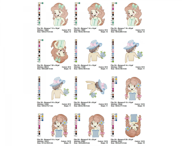 Cute Girl Machine Embroidery Designs-4 Sizes-9 Types-instant download