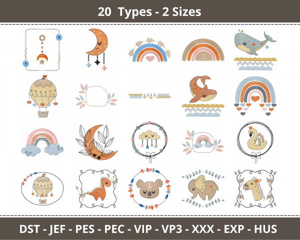 Creative Machine Embroidery Designs-2 Sizes-20 Types-instant download