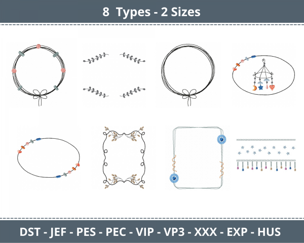 Creative Frame Machine Embroidery Designs-2 Sizes-8 Types-instant download