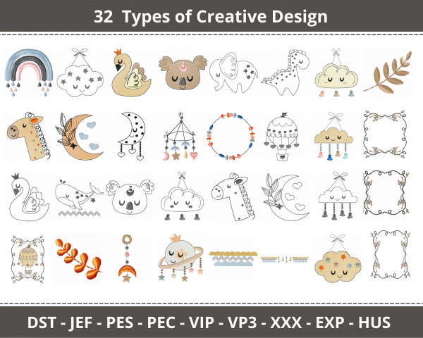 Creative Machine Embroidery Designs-1 Size-32 Types-instant download