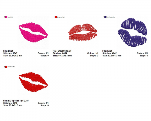 Lips Machine Embroidery Designs-1 Size-4 Types-instant download