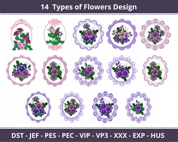 Creative Flower Machine Embroidery Designs-1 Size-14 Types-instant download