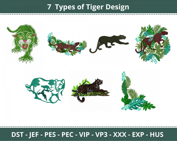 Tiger Machine Embroidery Designs-1 Size-7 Types-instant download