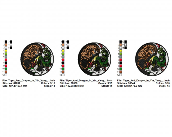 Tiger and Dragon in Yin Yang Machine Embroidery Designs-3 Sizes-instant download
