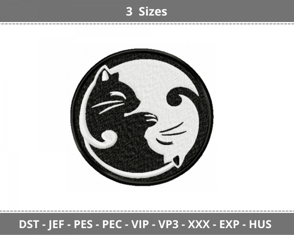 Yin Yang with Kittens Machine Embroidery Designs-3 Sizes-instant download