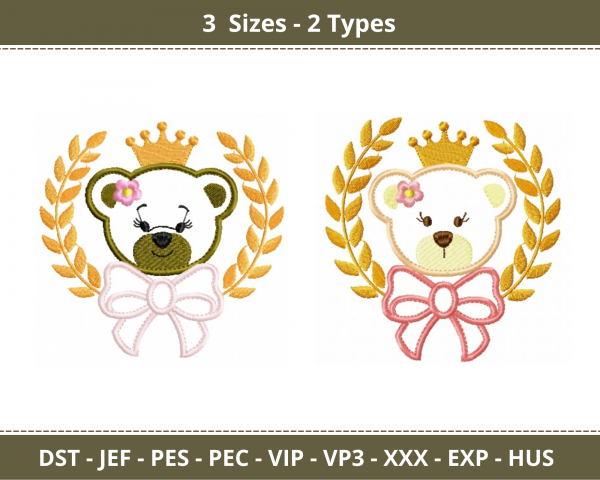 Teddy Bear Machine Embroidery Designs-3 Sizes-2 Types-instant download