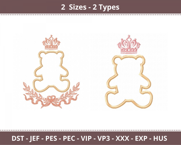 Teddy Bear Machine Embroidery Designs-2 Sizes-2 Types-instant download