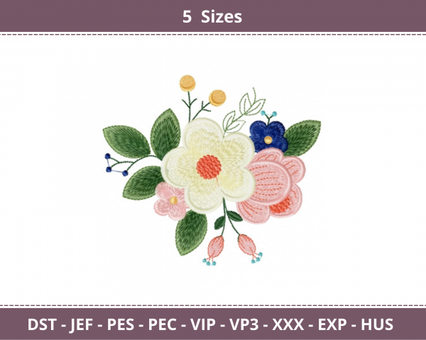 Flower Machine Embroidery Designs-5 Sizes-instant download