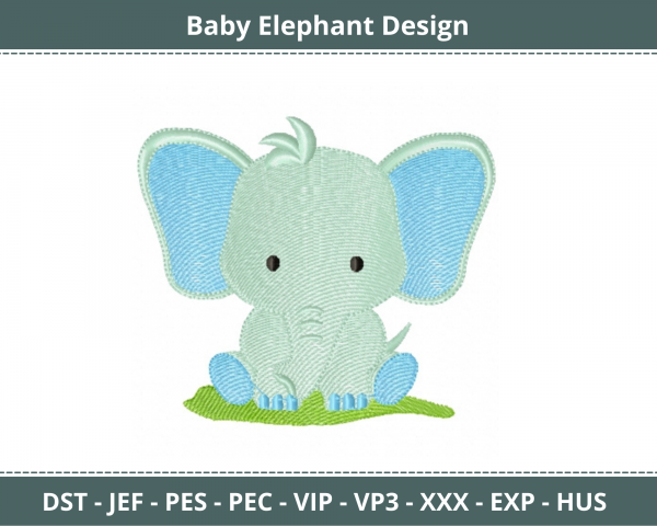 Baby Elephant Machine Embroidery Designs-1 Size-instant download
