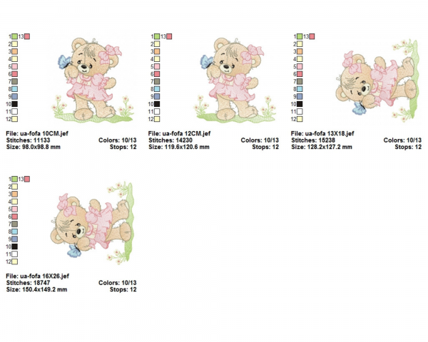 Teddy Bear Machine Embroidery Designs-4 Sizes-instant download