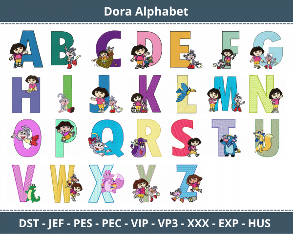 Dora Alphabet Machine Embroidery Designs