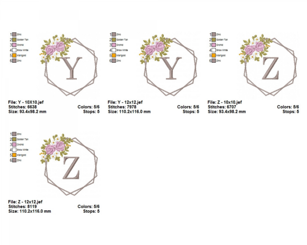 Floral Alphabet Machine Embroidery Designs-2 Sizes-instant download